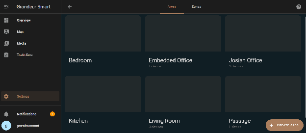 Areas & Zones Settings