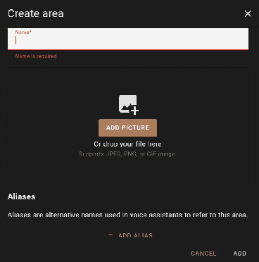 Create Area Dialog